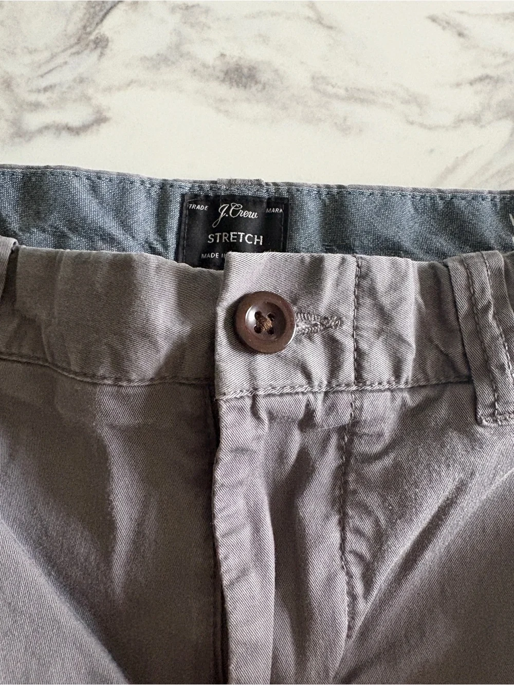 J. Crew Men's Stretch Chino Shorts in Spokane Grey (32 waist, 9” inseam)
